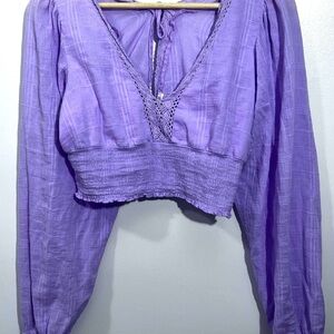 Lavender Lace Trim Women's Top